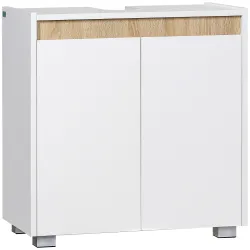 Mueble para Debajo del Lavabo Armario Bajo con 2 Puertas y Almacenamiento Interior 57x33x60 cm Blanco - Ogal.Es