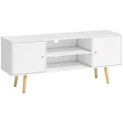 Mueble de TV con 2 Puertas 2 Estantes de Almacenamiento para Televisores de hasta 55 Pulgadas 120x34x50 cm Blanco - Ogal.Es
