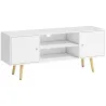 Mueble de TV con 2 Puertas 2 Estantes de Almacenamiento para Televisores de hasta 55 Pulgadas 120x34x50 cm Blanco - Ogal.Es