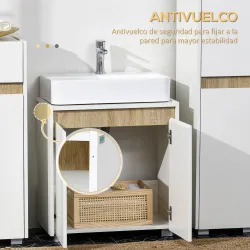 Mueble para Debajo del Lavabo Armario Bajo con 2 Puertas y Almacenamiento Interior 57x33x60 cm Blanco - Ogal.Es