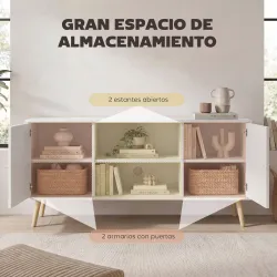 Mueble de TV con 2 Puertas 2 Estantes de Almacenamiento para Televisores de hasta 55 Pulgadas 120x34x50 cm Blanco - Ogal.Es