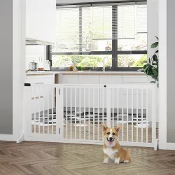 Barrera de Seguridad Extensible para Perros Valla Protección para Escaleras y Puertas 113-166x36x71 cm Blanco - Ogal.Es