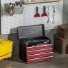 Caja de Herramientas de Acero con 4 Cajones Bandeja Tapa Abatible y Cierres Metálicos 51x22x39,5 cm Negro y Rojo - Ogal.Es