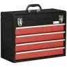 Caja de Herramientas de Acero con 4 Cajones Bandeja Tapa Abatible y Cierres Metálicos 51x22x39,5 cm Negro y Rojo - Ogal.Es