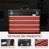 Caja de Herramientas de Acero con 4 Cajones Bandeja Tapa Abatible y Cierres Metálicos 51x22x39,5 cm Negro y Rojo - Ogal.Es