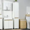 Columna de Baño Armario Alto Auxiliar con Estantes Ajustables para Ducha Aseo Dormitorio 30x33x165 cm Blanco - Ogal.Es