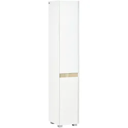 Columna de Baño Armario Alto Auxiliar con Estantes Ajustables para Ducha Aseo Dormitorio 30x33x165 cm Blanco - Ogal.Es