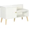 Banco Zapatero para 4 Pares con Compartimento Abierto y Asiento con Cojín para Entrada Pasillo 80x33x49 cm Blanco - Ogal.Es