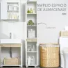 Columna de Baño Armario Alto Auxiliar con Estantes Ajustables para Ducha Aseo Dormitorio 30x33x165 cm Blanco - Ogal.Es