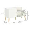 Banco Zapatero para 4 Pares con Compartimento Abierto y Asiento con Cojín para Entrada Pasillo 80x33x49 cm Blanco - Ogal.Es