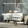 Banco Zapatero para 4 Pares con Compartimento Abierto y Asiento con Cojín para Entrada Pasillo 80x33x49 cm Blanco - Ogal.Es