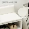 Banco Zapatero para 4 Pares con Compartimento Abierto y Asiento con Cojín para Entrada Pasillo 80x33x49 cm Blanco - Ogal.Es