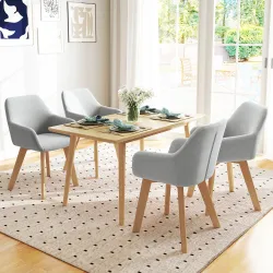 Juego de 2 Sillas de Comedor Modernas Tapizadas en Terciopelo con Patas de Madera para Salón 54x57x80 cm Gris - Ogal.Es