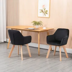 Juego de 2 Sillas de Comedor Modernas Tapizadas en Terciopelo con Patas de Madera para Salón 54x57x80 cm Negro - Ogal.Es
