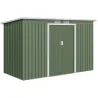 Caseta de Exterior 280x130x172 cm Cobertizo de Jardín con Puertas Correderas Base y Ventilaciones Verde Claro - Ogal.Es