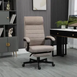Silla de Oficina Reclinable con Altura Ajustable Reposabrazos y Reposapiés Retráctil 68x67x106-114 cm Marrón - Ogal.Es