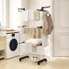 Tendedero de Ropa Plegable con Ruedas 3 Niveles con Alas Plegables y Colgadores 125x64x172 cm Negro y Blanco - Ogal.Es