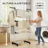 Tendedero de Ropa Plegable con Ruedas 3 Niveles con Alas Plegables y Colgadores 125x64x172 cm Negro y Blanco - Ogal.Es
