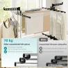 Tendedero de Ropa Plegable con Ruedas 3 Niveles con Alas Plegables y Colgadores 125x64x172 cm Negro y Blanco - Ogal.Es