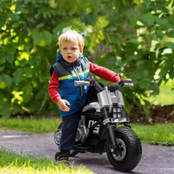 Moto Eléctrica Infantil con Faros Música Bocina Velocidad 3 km/h para Niños de 3-5 Años 86x44x58cm Negro y Blanco - Ogal.Es