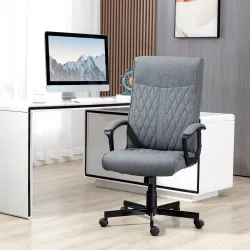 Silla de Oficina con Respaldo Alto Altura Ajustable y Función de Inclinación 65x72x102-112,5 cm Gris Oscuro - Ogal.Es