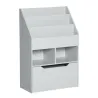 Estantería Infantil de Madera con 3 Compartimentos 2 Cubos y Cajón Móvil con 4 Ruedas 60x29,9x90 cm Gris - Ogal.Es
