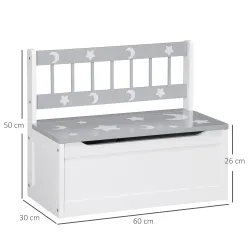 2 en 1 Banco Infantil con Baúl de Almacenamiento para Niños de +18 Meses Carga 50 kg 60x30x50 cm Gris y Blanco - Ogal.Es