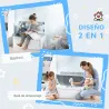2 en 1 Banco Infantil con Baúl de Almacenamiento para Niños de +18 Meses Carga 50 kg 60x30x50 cm Gris y Blanco - Ogal.Es