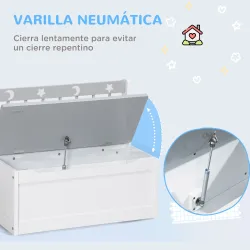 2 en 1 Banco Infantil con Baúl de Almacenamiento para Niños de +18 Meses Carga 50 kg 60x30x50 cm Gris y Blanco - Ogal.Es
