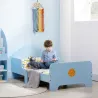 Cama Infantil para Niños de 3-6 Años Cama de Madera con Laterales de Protección Carga Máx. 80kg 143x74x59cm Azul - Ogal.Es
