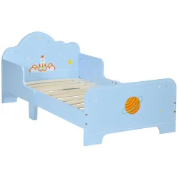 Cama Infantil para Niños de 3-6 Años Cama de Madera con Laterales de Protección Carga Máx. 80kg 143x74x59cm Azul - Ogal.Es