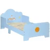 Cama Infantil para Niños de 3-6 Años Cama de Madera con Laterales de Protección Carga Máx. 80kg 143x74x59cm Azul - Ogal.Es
