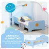 Cama Infantil para Niños de 3-6 Años Cama de Madera con Laterales de Protección Carga Máx. 80kg 143x74x59cm Azul - Ogal.Es