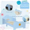 Cama Infantil para Niños de 3-6 Años Cama de Madera con Laterales de Protección Carga Máx. 80kg 143x74x59cm Azul - Ogal.Es