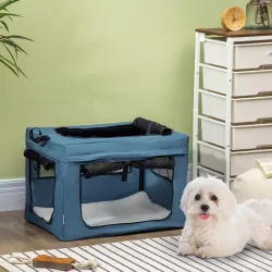 Transportín para Perros y Gatos Bolsa para Mascotas Transportador para Perros 60x42x42cm Azul - Ogal.Es