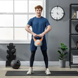 Pesa Rusa 8 kg Revestimiento de PU y Relleno de Arena para Entrenamiento de Fuerza 20x14x24 cm Naranja y Gris - Ogal.Es