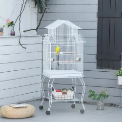 Jaula para Pájaros con Ruedas Jaula Grande con Soporte y Estante para Cacatúa ninfa Cotorra del Sol 50x49x137 cm... - Ogal.Es