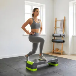 Plataforma Step para Deporte y Gimnasia con Altura Regulable en 10/15/20 cm Carga 150 kg 78x28x20 cm Gris y Verde - Ogal.Es