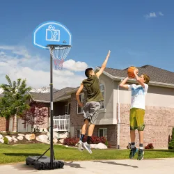 Canasta de Baloncesto para Exterior Altura Ajustable 160-210 cm con Ruedas y Base Rellenable 76x48x254 cm Negro - Ogal.Es