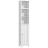 Columna de Baño con 3 Compartimientos Puerta y Estantes Ajustables para Ducha Aseo 34x23x165 cm Blanco - Ogal.Es