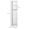 Columna de Baño con 3 Compartimientos Puerta y Estantes Ajustables para Ducha Aseo 34x23x165 cm Blanco - Ogal.Es