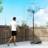 Canasta de Baloncesto para Exterior Altura Ajustable 160-210 cm con Ruedas y Base Rellenable 76x48x254 cm Negro - Ogal.Es