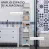 Columna de Baño con 3 Compartimientos Puerta y Estantes Ajustables para Ducha Aseo 34x23x165 cm Blanco - Ogal.Es