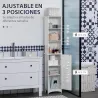 Columna de Baño con 3 Compartimientos Puerta y Estantes Ajustables para Ducha Aseo 34x23x165 cm Blanco - Ogal.Es