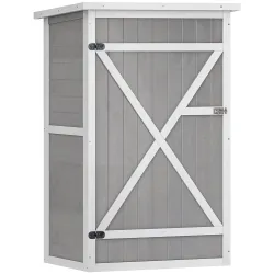 Armario de Jardín de Madera para Exterior para Herramientas con 2 Estantes y Techo Asfáltico 75x56x115 cm Gris - Ogal.Es