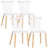 Juego de 4 Sillas de Comedor Estilo Nórdico con Respaldo de Polipropileno y Patas de Madera 48x52,5x83 cm Blanco - Ogal.Es