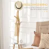 2 en 1 Perchero de Pie de Bambú con 2 Estantes 5 Ganchos para Ropa Bolsos para Entrada 39,5x39,5x171 cm Natural - Ogal.Es