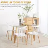 Juego de 4 Sillas de Comedor Estilo Nórdico con Respaldo de Polipropileno y Patas de Madera 48x52,5x83 cm Blanco - Ogal.Es