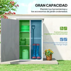 Armario de Jardín de Madera para Exterior para Herramientas con 2 Estantes y Techo Asfáltico 75x56x115 cm Gris - Ogal.Es