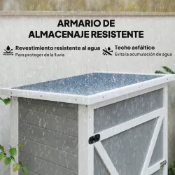 Armario de Jardín de Madera para Exterior para Herramientas con 2 Estantes y Techo Asfáltico 75x56x115 cm Gris - Ogal.Es